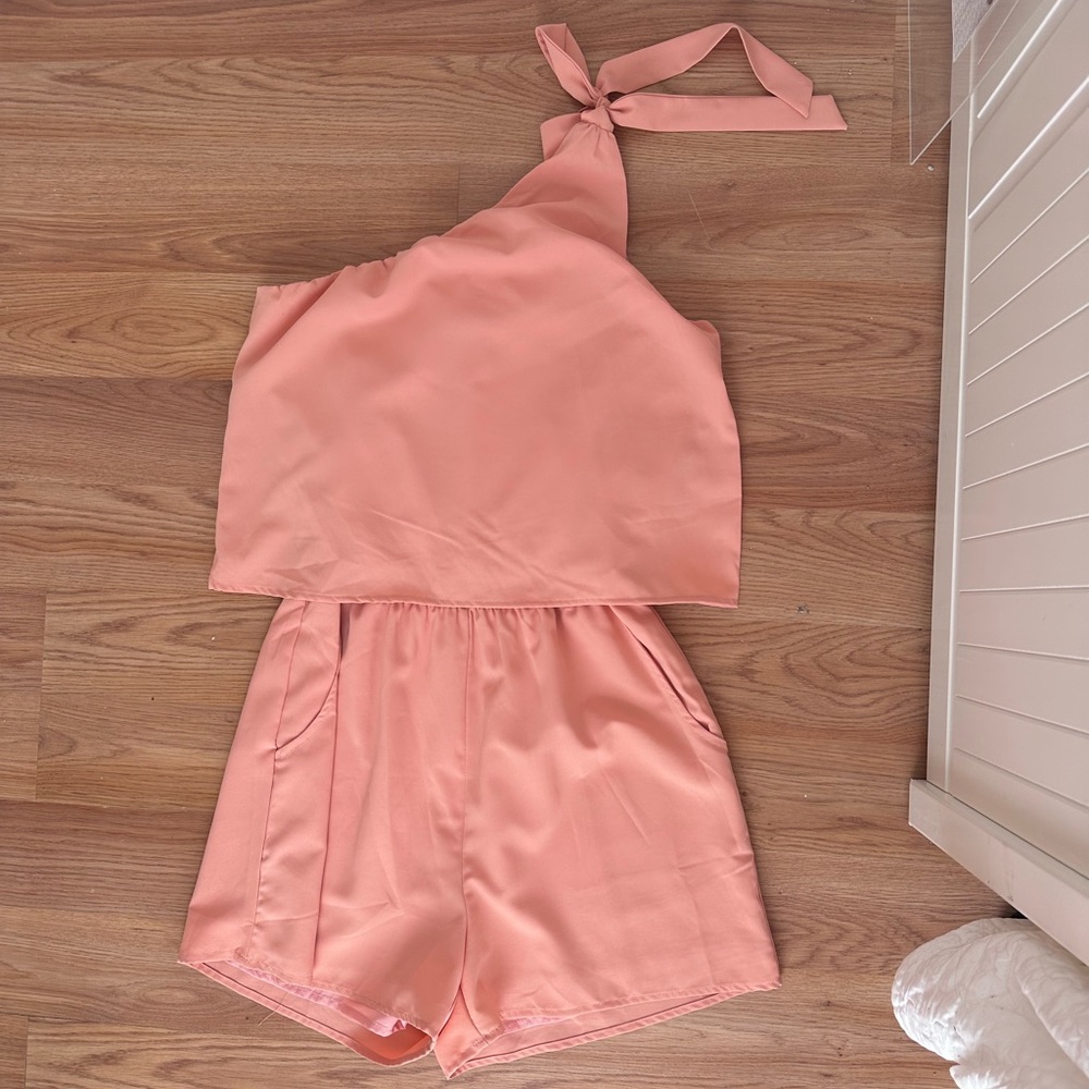 PRETTYGARDEN Women's Summer Jumpsuits Casual One Shoulder Tie Strap